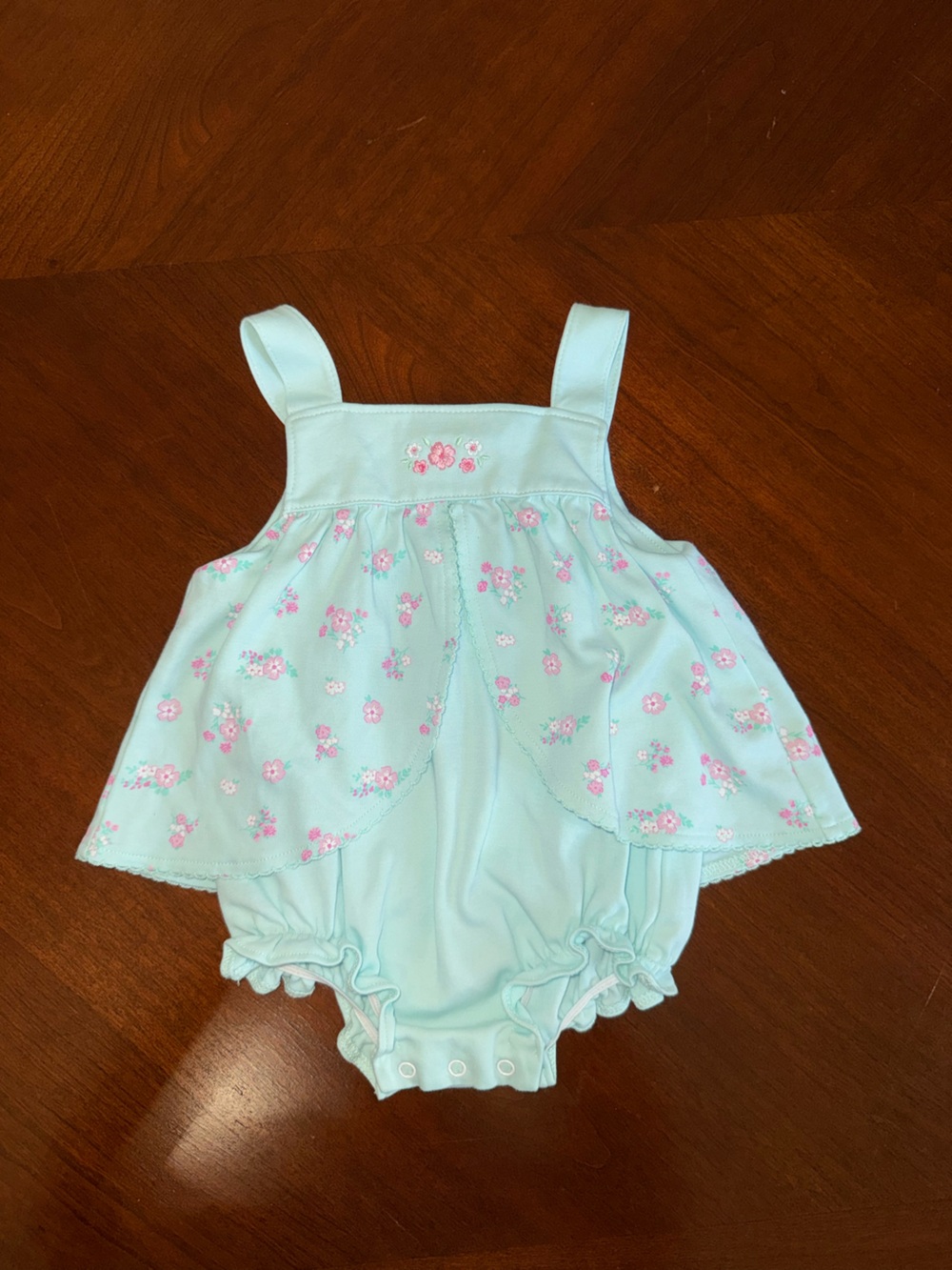 Kissy Kissy Mint Floral Ruffle Bubble Romper